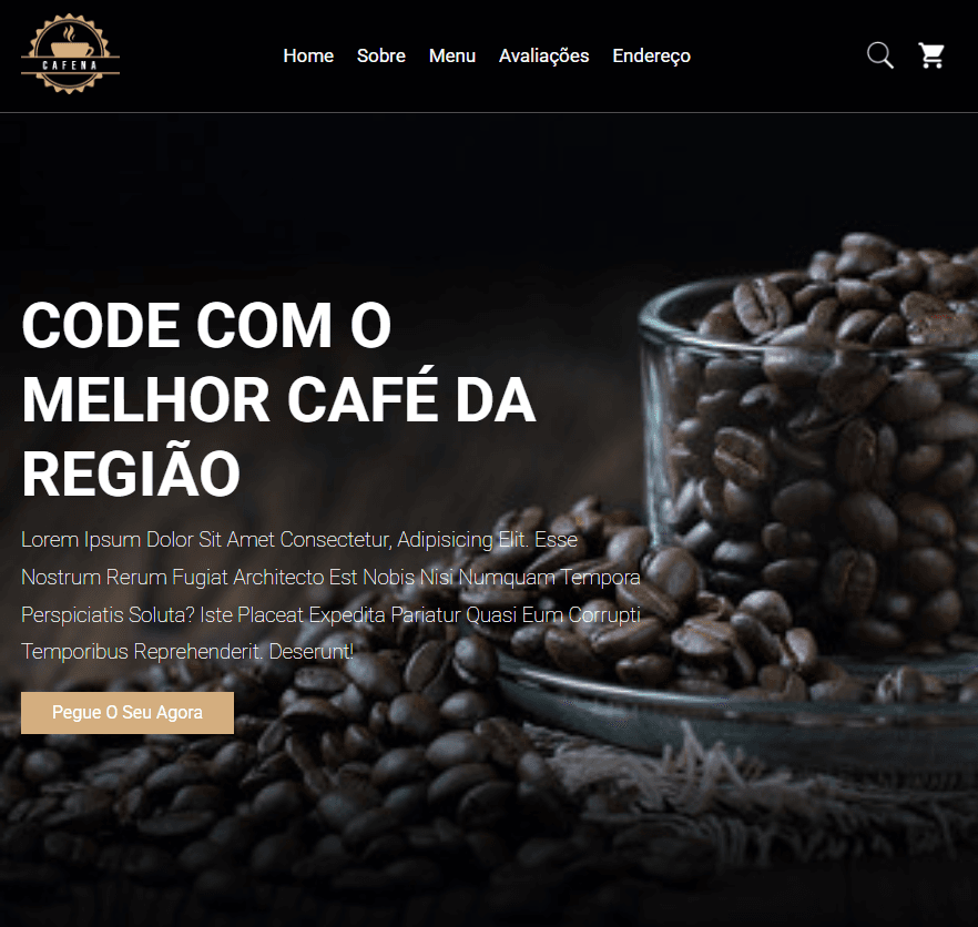 Preview do projeto Cafeteria